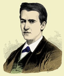 Thomas Alva Edison (1847-1931), American inventor,engraving 1887.