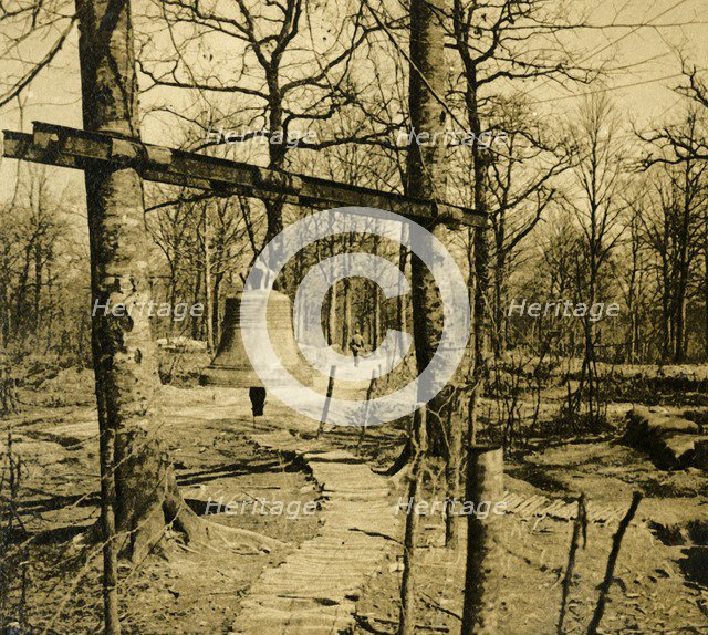 Bell to warn of gas attack, c1914-c1918. Artist: Unknown.