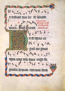 Manuscript Leaf with Initial H, from an Antiphonary, second quarter 15th century. Creator: Unknown.