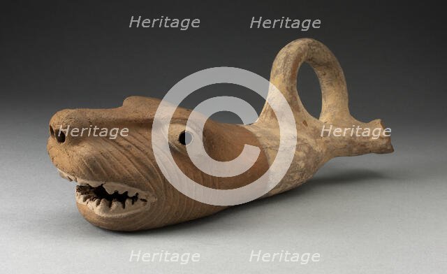 Coiled Trumpet in the Form of a Wrinkled Animal Face, 100 B.C./A.D. 500. Creator: Unknown.