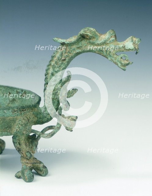 Yunnan bronze lamp in the shape of a dragon, Western Han dynasty, China, 2nd-1st century BC. Artist: Unknown