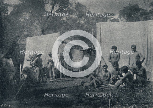 'Guaranys visitando um Acampamento', 1895. Artist: Francisco Henszler.
