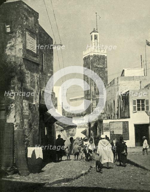 'Street Scene in Tangier, Showing Mosque', 1902. Creator: Unknown.