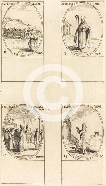 St. Meliton; St. Firminus; St. Gregory the Great; St. Euphrasia. Creator: Jacques Callot.