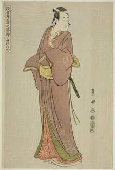 Takinoya: Ichikawa Monnosuke II as Soga no Juro, from the series "Portraits of Actors..., 1794. Creator: Utagawa Toyokuni I.