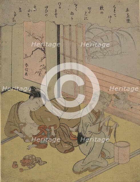 Taira no Kanemori (Mother with her child and an elderly woman), 1767-1769. Creator: Harunobu, Suzuki (1724-1770).