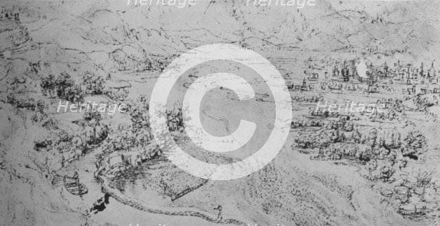 'A Broad River with a Canal Running Beside It', c1480 (1945). Artist: Leonardo da Vinci.