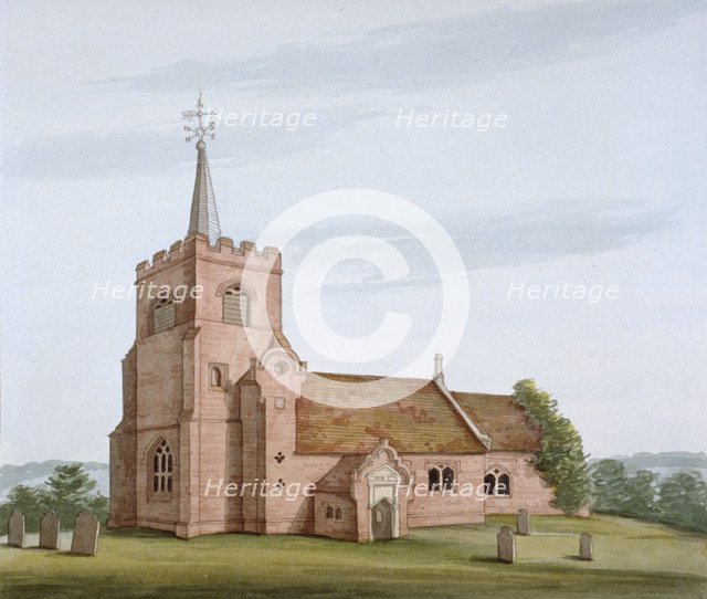 South-west view of the Church of St Michael, Theydon Mount, Essex, c1800. Artist: Anon