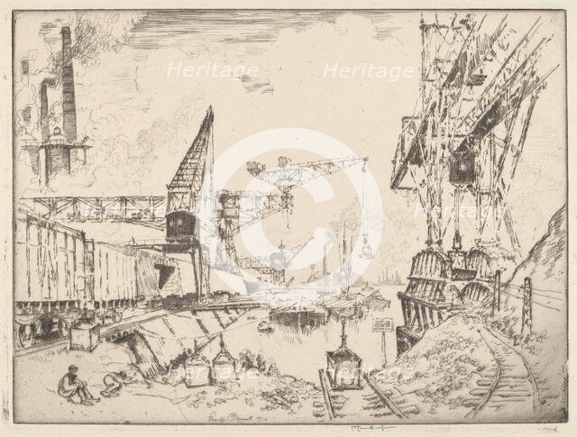 Cranes at Duisburg, 1910. Creator: Joseph Pennell.