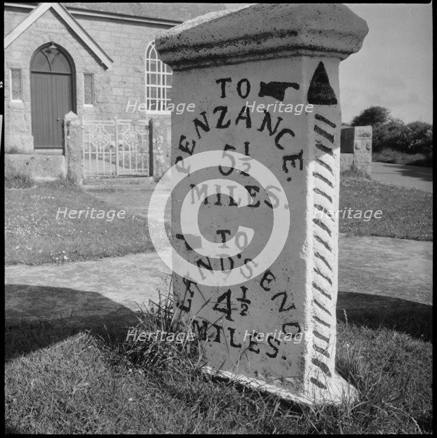 Guide post, Crow-an-Wra, St Buryan, Cornwall, 1967-1970. Creator: Eileen Deste.
