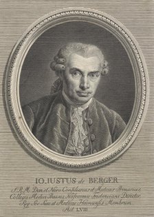 IO. IUSTUS de BERGER, 1781. Creator: Johan Frederik Clemens.