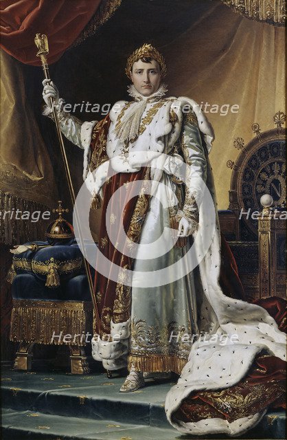 Portrait of Emperor Napoléon I Bonaparte (1769-1821) in his Coronation Robes, ca 1804. Artist: Gérard, François Pascal Simon (1770-1837)
