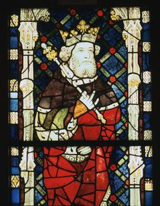 Stained glass window of King Cnut, 15th century. Artist: Unknown