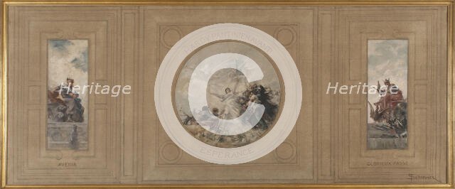 Sketch for the town hall at Pantin : The Future; Hardy Pantin! Onwards!. Hope. Past Glory, 1886. Creator: Francois Schommer.