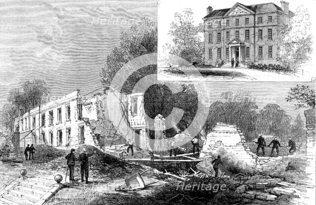 Scene of the Disastrous Fire at the Private Lunatic Asylum at Southall, Middlesex, 1883. Creator: Unknown.