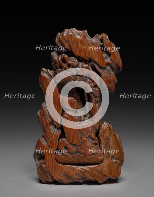 Clip for Paper with Sage Seated Under a Pine, 1600s. Creator: Pu Zhongqian (Chinese, active 1600s).