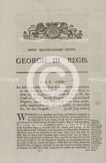 An act to prohibit for two years after the conclusion of the present session of Parliament..., 1806. Creator: Unknown.