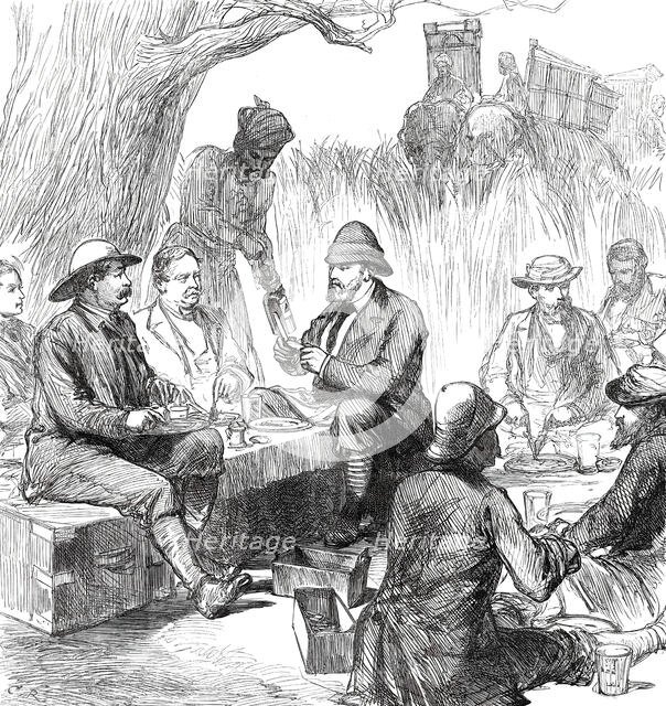 The Prince of Wales in the Terai: Tiffin in the Jungle...1876. Creator: C.R..