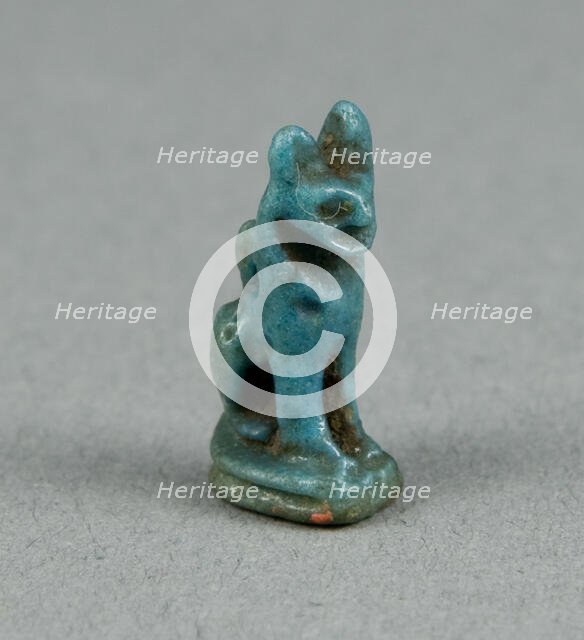 Amulet of the Goddess Bastet as a Seated Cat, Egypt, Late Period-Ptolemaic Period (664-30 BCE). Creator: Unknown.