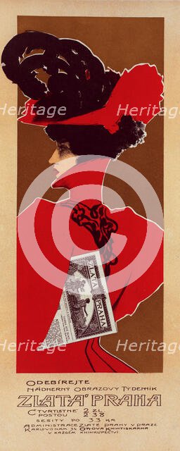 Affiche pour le journal illustré "Zlata Praha", c1899. Creator: Unknown.