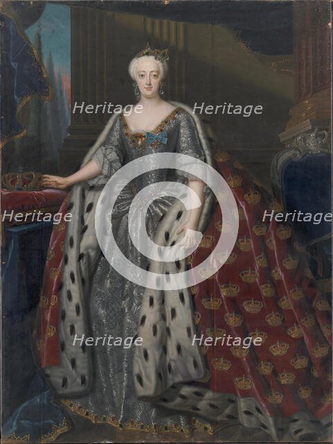 Sophie Magdalene of Brandenburg-Kulmbach (1700-1770), queen of Denmark and Norway, 1739. Creator: Møller, Andreas (1684-1752).