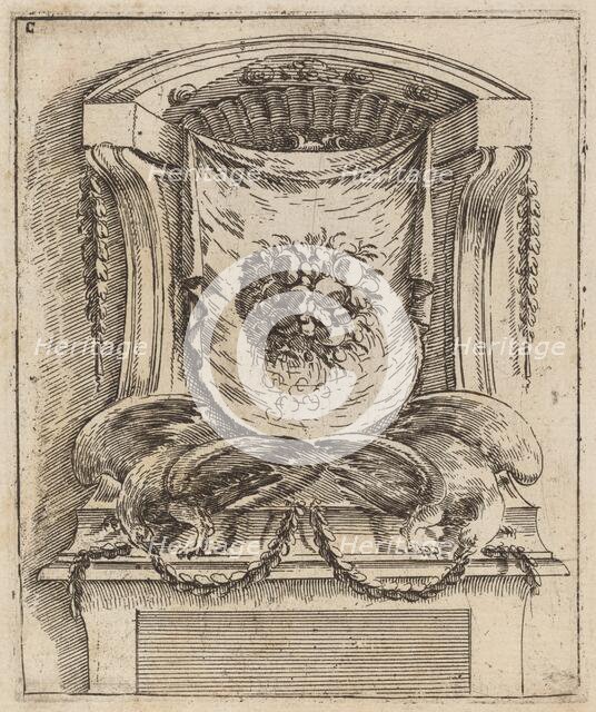 Architectural Motif with a Drape with Fruit, c. 1690. Creator: Carlo Antonio Buffagnotti.