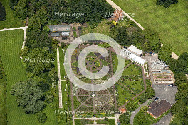 Aerial view of formal gardens at Sutton Park, Surrey, 2014. Artist: Damian Grady.