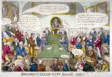 'Specimens of Liberality towards Self!!', 1809. Artist: Anon