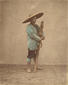 [Chinese Man Wearing Hat], 1870s. Creator: Baron Raimund von Stillfried.