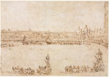 A Procession of Triumphal Cars in the Piazza San Marco, Venice, Celebrating the Visit..., 1782. Creator: Francesco Guardi (Italian, 1712-1793).
