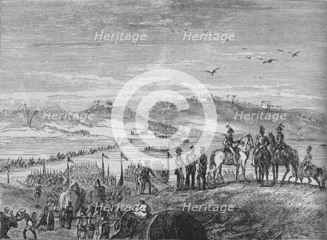 'The British Army Crossing the Sutlej', c1880. Artist: Joseph Swain.