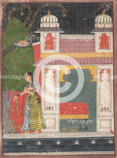 A Heroine Plucking a Flower: Page from a Dispersed Nayikabheda, ca. 1660-80. Creator: Unknown.