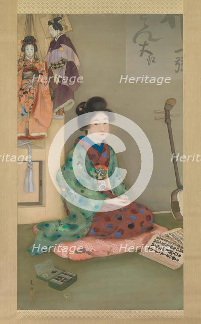 Female Chanter for Joruri Puppet Theater, ca. 1920. Creator: Arai Kou.