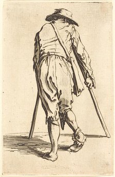 Beggar with Crutches and Hat, Back View, c. 1622. Creator: Jacques Callot.