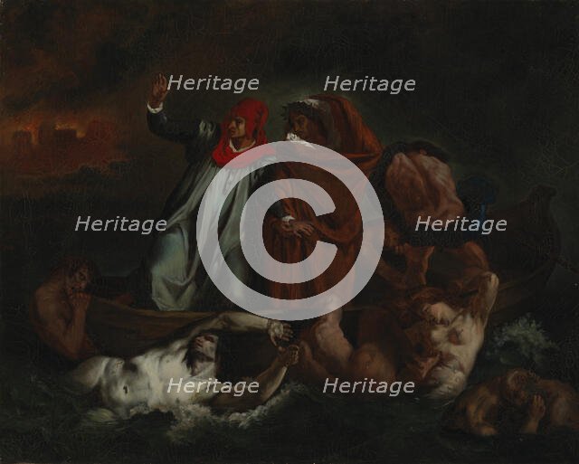 Dante and Virgil in Manala, copy after Eugene Delacroix, 1867. Creator: Adolf von Becker.