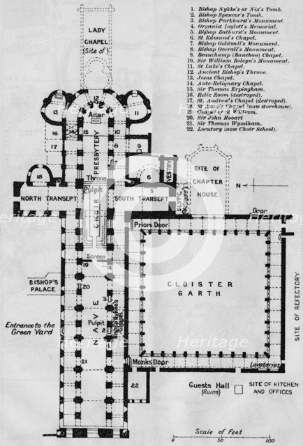 'Norwich Cathedral', c20th Century. Artist: John Bartholomew.