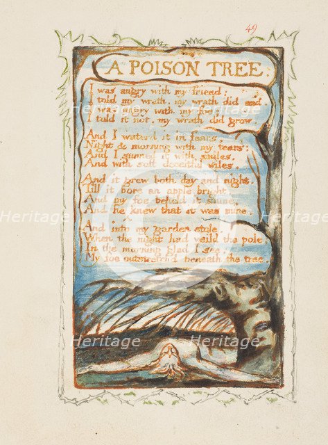 A Poison Tree. Songs of Innocence and of Experience, ca 1825. Artist: Blake, William (1757-1827)