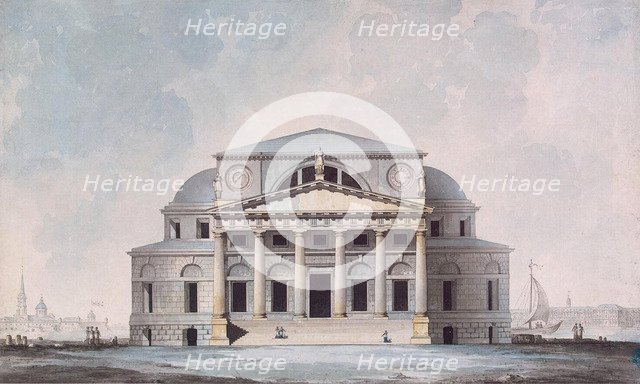 Facade of the Stock Exchange Building in Saint Petersburg, 1783. Artist: Quarenghi, Giacomo Antonio Domenico (1744-1817)
