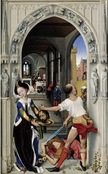 The Beheading of Saint John the Baptist (The Altar of St. John, right panel), ca 1455. Artist: Weyden, Rogier, van der (ca. 1399-1464)