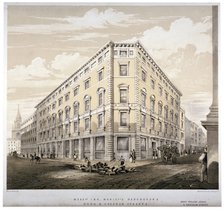 Messrs J&R Morley's warehouses, corner of Wood Street and Gresham Street, London, c1840.    Artist: Martin & Hood