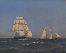 A Privateer Outsailing a Pursuing Frigate, 1845. Creator: CW Eckersberg.
