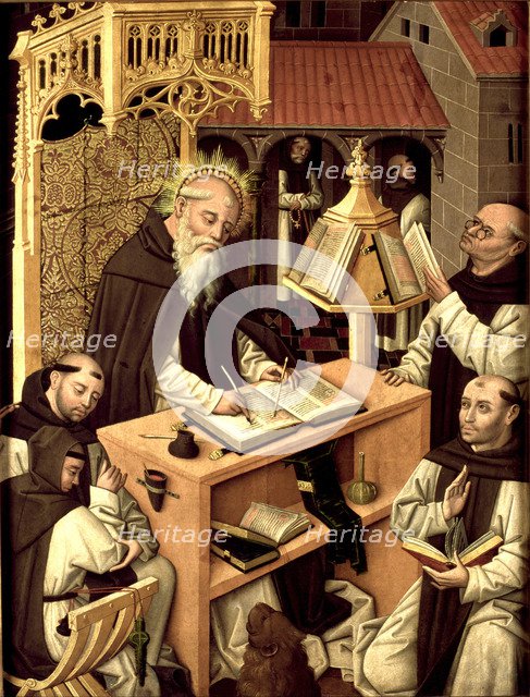 Saint Jerome in the scriptorium, ca 1485. Artist: Master of Monasterio de Santa María del Parral (active ca. 1500)