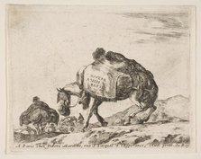 Frontispiece for Diversi Animali: Pack Horse, ca. 1641. Creator: Stefano della Bella.