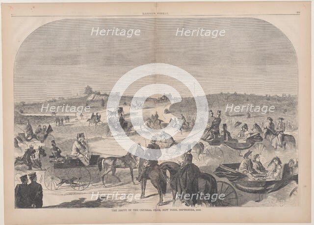 The Drive in Central Park, New York (Harper's Weekly, Vol. IV), September 15, 1860. Creator: Unknown.