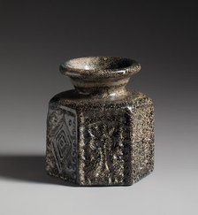 Hexagonal Pilgrim's Jar with Jewish Symbol, Byzantine, ca. 578-636. Creator: Unknown.