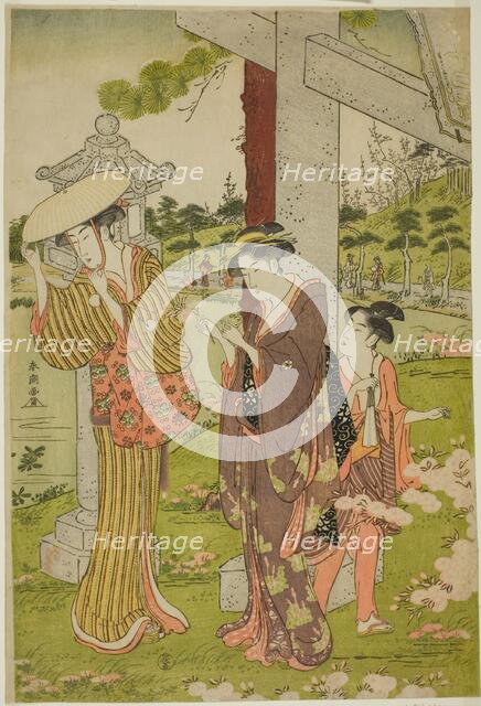 Picking Flowers at Kumano Junisha Shrine in Tsunohazu, late 1780s. Creator: Katsukawa Shuncho.
