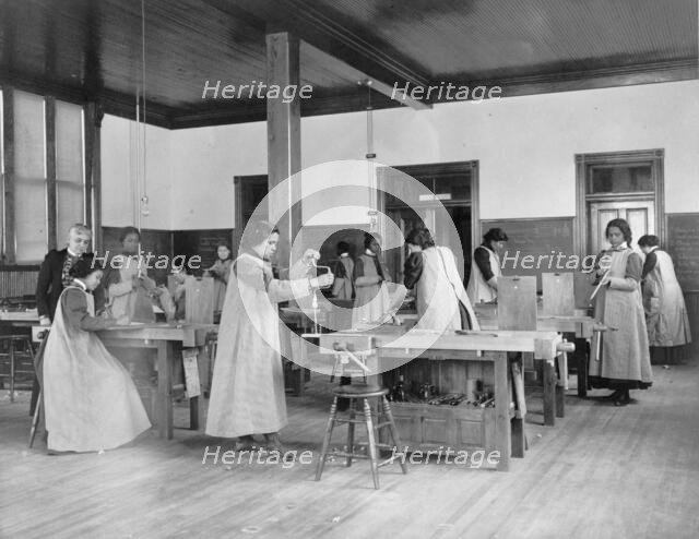 A class in sloyd woodworking, 1899 or 1900. Creator: Frances Benjamin Johnston.
