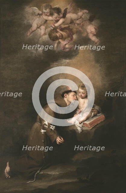 Saint Anthony of Padua with the Infant Jesus, 1668-1669. Creator: Murillo, Bartolomé Estebàn (1617-1682).