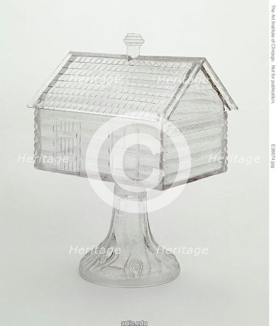 Medium Covered Compote in Log Cabin Pattern on Pedestal, 1875/96. Creator: Central Glass Company.