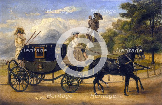 'The Dress Carriage of Viscount Eversley in Hyde Park', c1856. Artist: Edwin Frederick Holt